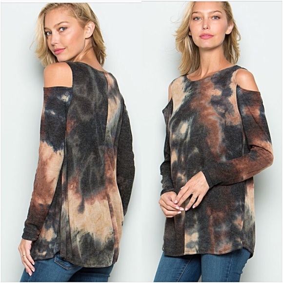 Tie Dye Cold Shoulder Tunic Top SM NEW - Picture 3 of 6